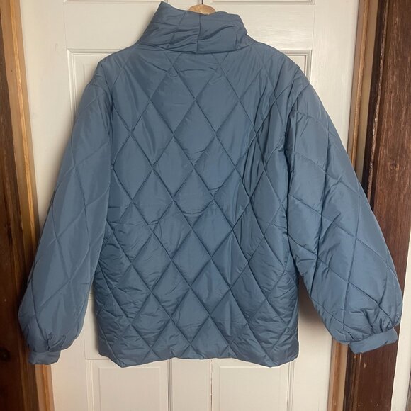 Blue ICHI Button-Up Puffer Coat - Small - Picture 2 of 5